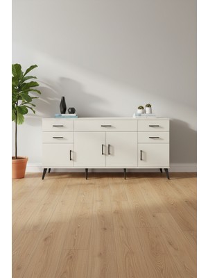 Luna Konsol: 5 Çekmece, 4 Kapaklı, Aytaşı Renk, 176CM | 1 Raflı