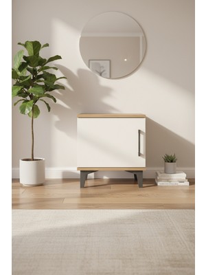 Silva Komodin: Çam-Aytaşı, Tek Kapaklı, Tek Raflı | Şık ve Kullanışlı | 44X30X48 cm