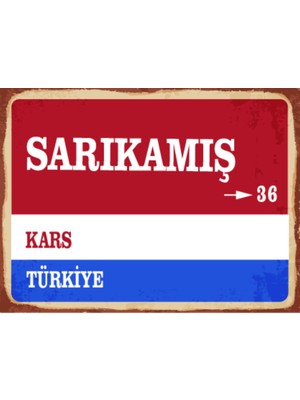 BiveSa Kars Ili Sarıkamış Ilçesi  Retro Ahşap Sokak Tabelası