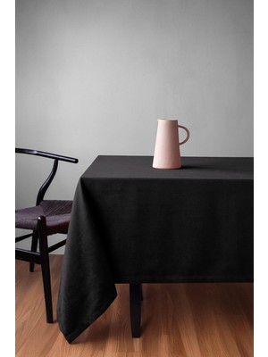 Gauze Fabric Design Kadife Dokulu Masa Örtüsü (Siyah, 140X220)