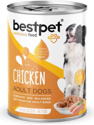 Bestpet Yetişkin Köpekler Için, Taze Tavuk Parça Etli ve Soslu Yaş Mama, 400 G x 12 Adet