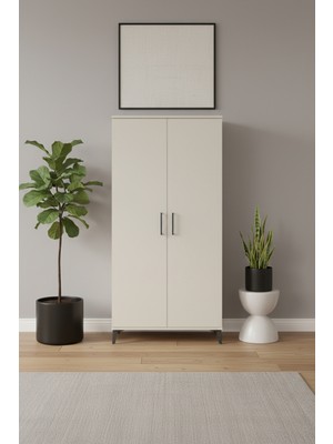 Luna Dolap 4 Raflı 2 Kapaklı 88X44X182 Aytaşı Dolap