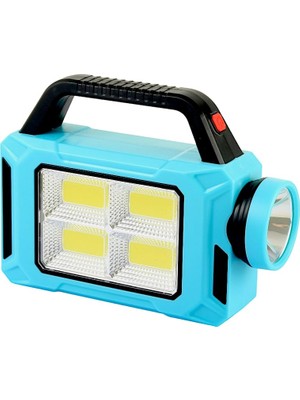 Miggles Güneş Enerjili El Feneri Işıldak Kamp Lambası Powerbank (Mavi)