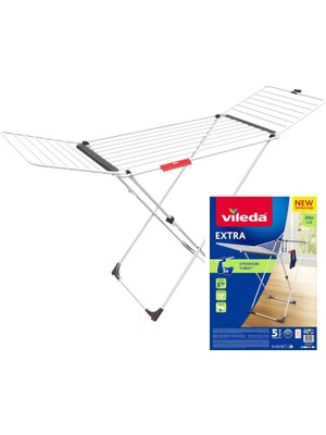 Vileda Extra 20 Metre Kurutma Alanına Sahip, Tekerli ve Kanatlı Çamaşır Kurutmalığı