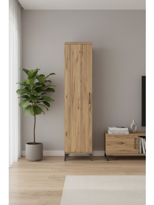 Silva 4 Raflı Tek Kapaklı Dolap: 44X30X182 Çam Rengi Düzenleyici