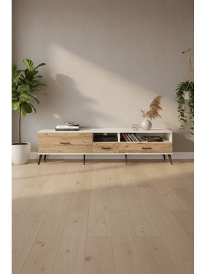Luna Tv Ünitesi 220CM: 2 Raf, 3 Çekmece - Aytaşı & Çam