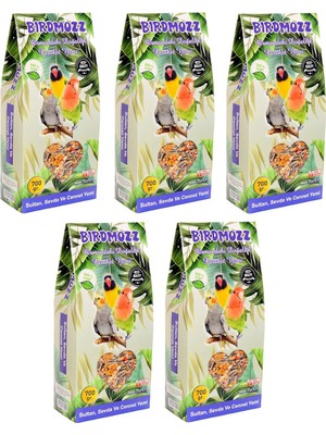 Vento Store Birdmozz Premium Vitaminli Paraket Cennet Sultan ve Sevda Kuşu Yemi 700 gr x 5 Ade