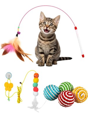 Kyrotech Interaktif Kedi Oyuncağı Seti, Peluş Oyuncak, Kedi Oyun Oltası, Avlanma Geliştirici, Ip Sar