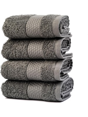Soley | Minerva |%100 Doğal Pamuklu 4'lü Misafir Havlusu Seti Antrasit