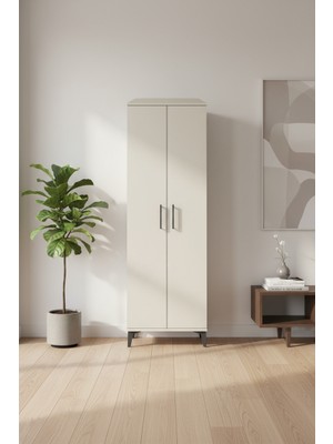 Aura Dolap: 2 Raflı, 2 Kapaklı, Tek Askılı Gardırop - Aytaşı | 60X59X182 cm