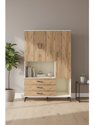 Luna Gardrop: 6 Raflı, 3 Çekmeceli, 3 Kapaklı Aytaşı-Çam Gardırop | 132X44X195 cm