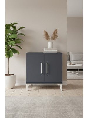 Luna Komodin 2 Raflı 2 Kapaklı 60X44X64 Antrasit | Şık & Kullanışlı