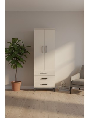 Silva Dolap Tek Raflı 3 Çekmeceli Askılı 60X30X182 Aytaşı