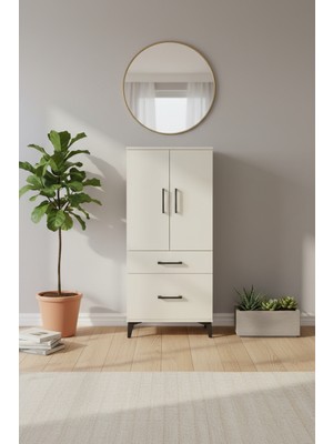 Silva Dolap 2 Raflı 2 Çekmeceli 2 Kapaklı 60X30X134 Aytaşı