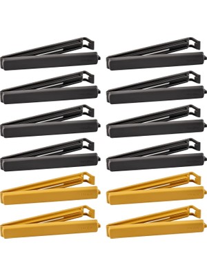 Vento Store Bevara Büyük Plastik Kilit Mandalları, 14 cm Uzunluğunda, Gri ve Sarı, 12 Klipsli Set