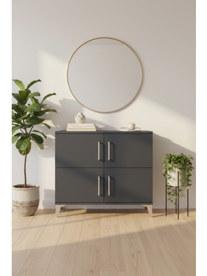 Silva Şifonyer 3 Raflı 4 Kapaklı Antrasit 88X30X80 cm