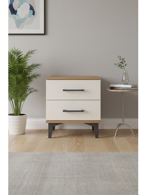 Silva Komodin 2 Çekmeceli Çam-Aytaşı | Yatak Odası Şıklığı | 44X30X48 cm