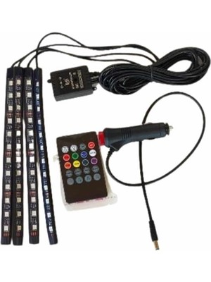 12 Ledli Rgb Işıklı Araç Içi Ayak Altı LED Oto Ampul Kumandalı 7 Renk - SA002G-6F9SV5