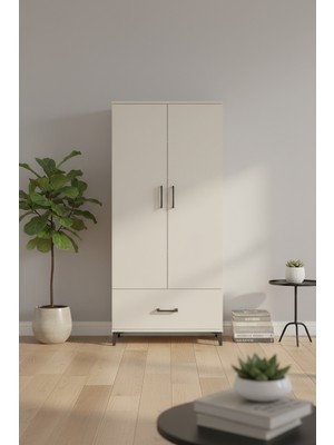 Luna Dolap 5 Raflı Tek Çekmeceli 2 Kapaklı 88X44X195 Aytaşı