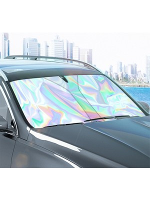 Ally Araba Güneş Gölge Koruyucu Oto Ön Cam GÜNEŞLIK(140CM*70CM) Titanyum Güm? - SA002G-6GFRP
