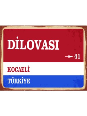 BiveSa Kocaeli Ili Dilovası Ilçesi  Retro Ahşap Sokak Tabelası