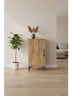 Aura Komodin 2 Raflı Tek Kapaklı Çam-Çam | Yüksek Ayaklı Komodin | 44X59X80 cm