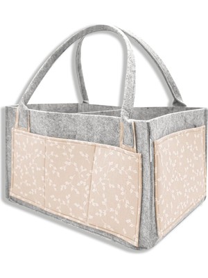 Vento Store Keçe Anne Bebek Bakım Çantası Somon Çiçek