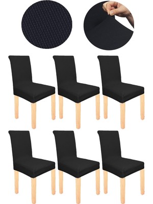 Shop A Way Spandex Mikro Petek Kumaş Likralı Lastikli Tüylenmez 6'lı Sandalye Kılıfı Kaliteli Sandalye Örtüsü (