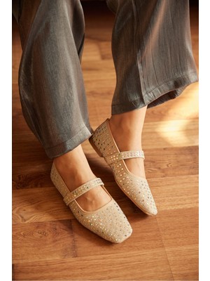 Milaya Shoes Nova Taşlı Kadın Babet Ayakkabı