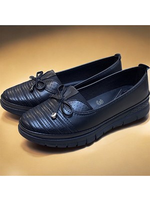 KAFKASLAR AYAKKABI Yumuşak Ortopedik Düz Taban Nakışlı Desen Anne Model Kadın Babet Ayakkabı