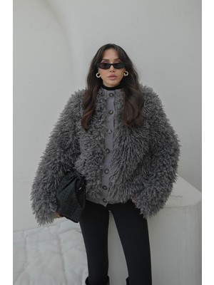 Havoş Gri Leeds Kürk Mont