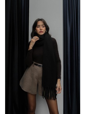 Havoş Siyah Saçak Uçlu Atkı