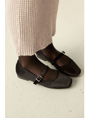 Milaya Shoes Sara Süet Kadın Babet Ayakkabı