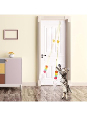 Shop A Way Elastik Kendinden Yapışkanlı Renkli Kedi Oyun Oltası Kedi Oyuncağı Yapışkanlı Olta Eğitim Oyuncağı (