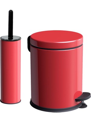 Shop A Way Vinoks Eko Serisi Ayak Basmalı Özellikli 2'li Banyo Seti 3 Litre Çöp Kovası ve Kolozet Fırçası Pasla