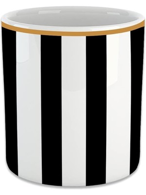 Shop A Way Vıvas Dikey Siyah Çizgili Espresso, Double Türk Kahvesi Fincanı - Kulpsuz Bardak