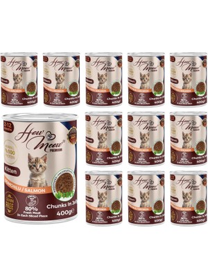 Shop A Way How Meow Yavru Kedi Somonlu ve Jöleli Konserve Mama 400 gr x 12 Adet