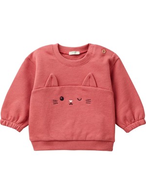 Shop A Way Önü Kulak Detaylı Omzu Düğmeli Bisiklet Yaka Sweatshirt Sweatshirt Bebek