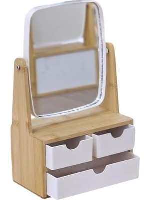 Shop A Way Bambu Ayarlanabilir Makyaj Aynası Masa Aynası Çekmeceli, Makyaj Organizeri