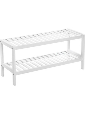 Shop A Way Bambudan Yapılmış Ayakkabı Rafı, 2 Seviyeli Ayakkabı Rafı, Ayakkabı Düzenleyici, Ayakkabı Rafı, Bitk