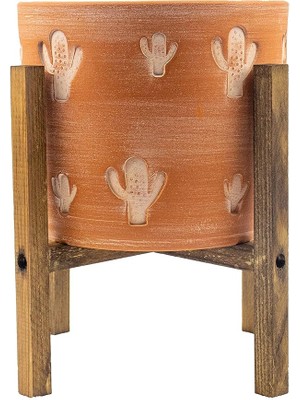 Shop A Way Bitki Tasarımı Ev Dekorasyon Aksesuar Kaktüs Desenli Toprak Saksı Saksılık Salon Çiçeklik 4 Ayaklı -