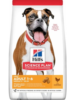 Shop A Way Hill's Scıence Plan Light Yetişkin Orta Irk Tavuklu Köpek Maması 14 kg