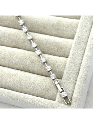Xuping Zirkon Taşlı Silver Tenis Bileklik – 14K Özel Seri 17+2 cm