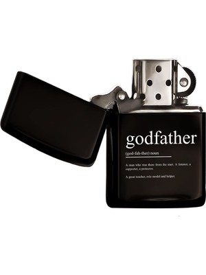 Shop A Way Godfather Tasarımlı Renkli Baskılı Siyah Benzinli Metal Çakmak