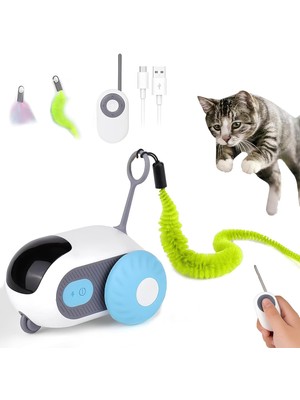 Shop A Way 2 Modlu Akıllı Kedi Oyuncağı – Otomatik ve Uzaktan Kumandalı Sessiz Oyuncak Araba | Interaktif Egzer