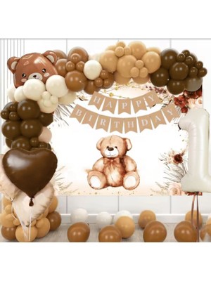 Peri Party 1 Yaş Ayıcık Temalı Doğum Günü Dekor Seti – 76 cm Rakam Balon