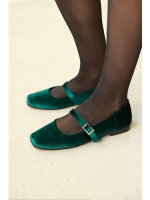 Milaya Shoes Sara Süet Kadın Babet Ayakkabı