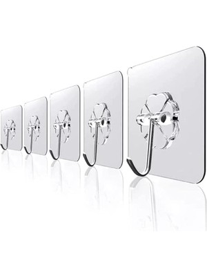 Shop A Way Kendinden Yapışkanlı Şeffaf Askı Askılık Havluluk 5'li Set