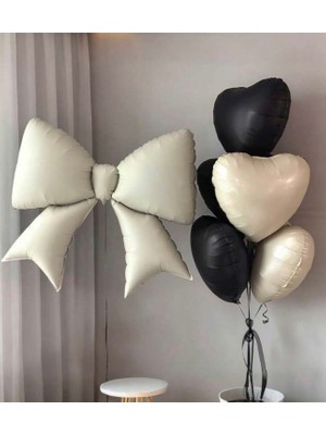 Peri Party 8 Parça Siyah & Krem Kalp ve Fiyonk Folyo Balon Seti – Doğum Günü & Özel Gün Konsepti