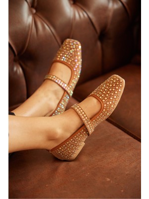 Milaya Shoes Nova Taşlı Kadın Babet Ayakkabı